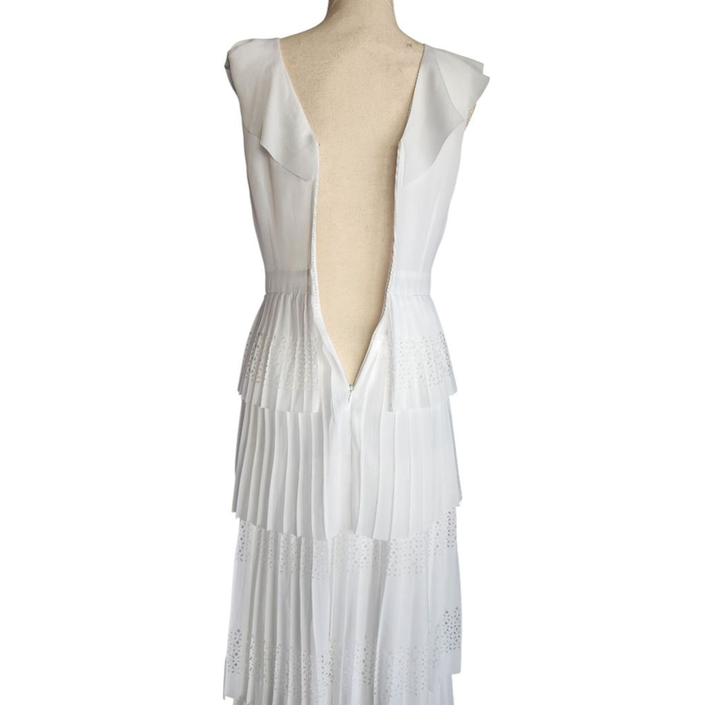 Banana Republic White Laser Cut Ruffle Tier Midi Dress Women's 2 - Picture 10 of 16